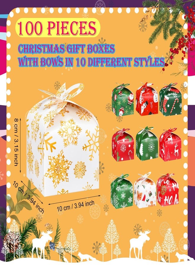Qilery 100 Pcs Small 3D Christmas Cookie Gift Boxes with Bow 3.94 x 3.94 x 3.15 in Red Green Xmas Paper Boxes Snowman Cardboard Candy Treat Wrapping Gift for Holiday Party Favors Supplies Decoration - Image 3